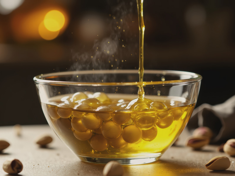 Bowl of pistachio oil